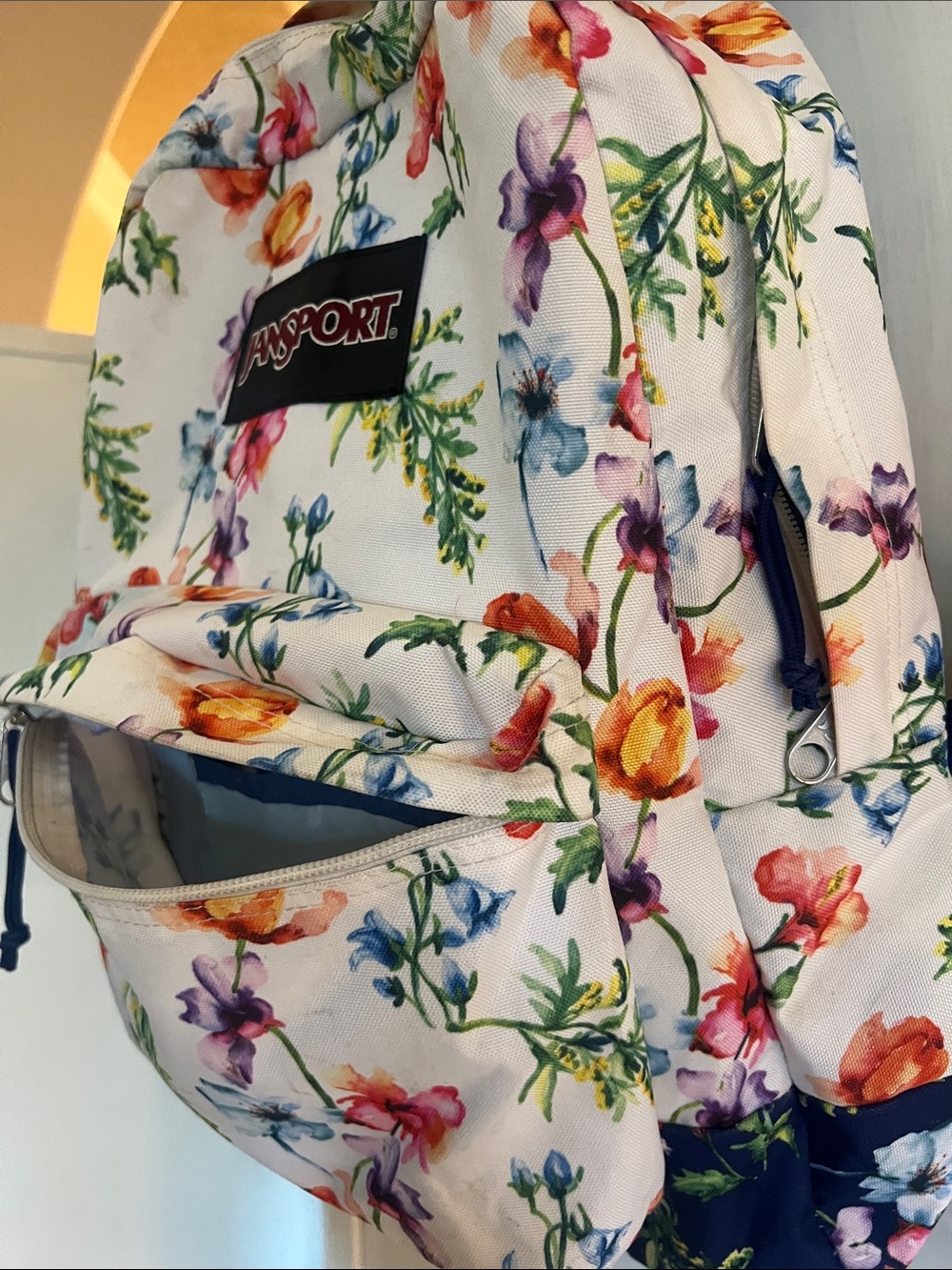 Firm price Jansport White Floral Print Backpack - Picture 2 of 7